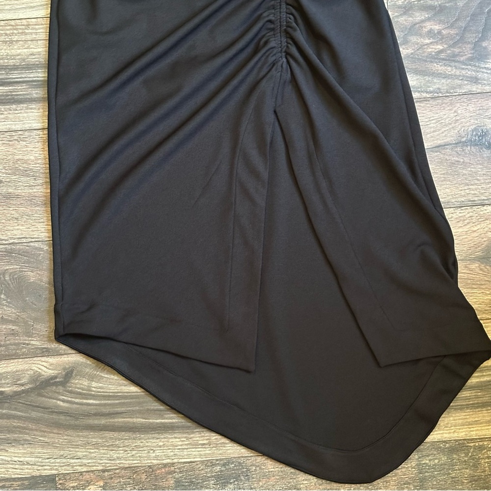 Anthropologie Cowl-neck ruched black midi sleeveless dress size small - Picture 11 of 15